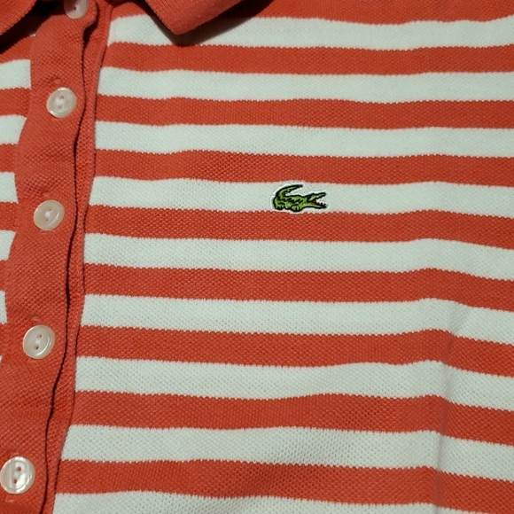 Girl's Lacoste Short Sleeve Striped T-Shirt Pink - Picture 4 of 5